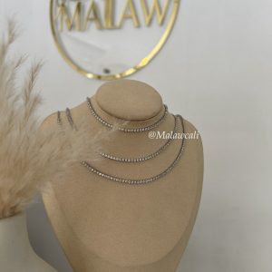 CHOKER CIRCONES DELGADO PLATEADO