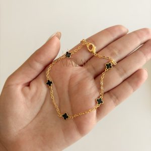 TOBILLERA TREBOL MINI NEGRO